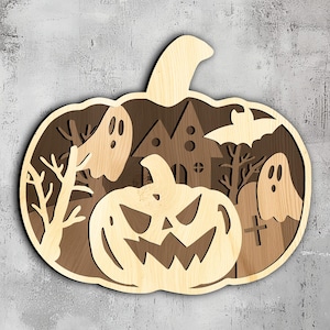 88- Multilayer Halloween Scene 3d | 3d Wall Art | Svg Dxf Png Eps | Pumpkin | Cricut CNC Laser Cutting | Wood, Metal | Lightburn Glowforge
