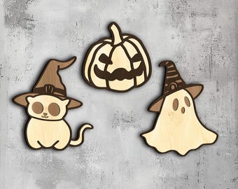 Adornos de Halloween multicapa / Archivo Svg Dxf Png Eps Lightburn / Corte láser CNC Cricut / Papel Madera Metal / Adornos de Halloween / Decoración de Halloween