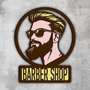 24- Multilayer Barber Shop-Zeichen | SVG Dxf Eps Png Lightburn | Laser CNC-Schnittdateien | Holz Metall Wand Kunst | Glowforge Xtool | Digitaler Download
