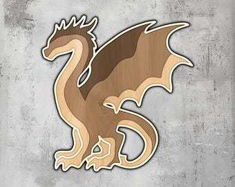 159- Dragón multicapa 3D / Arte de pared 3D / Svg Dxf Png Eps / Corte láser CNC Cricut / Madera Metal / Lightburn Glowforge Xtool / Silhouette