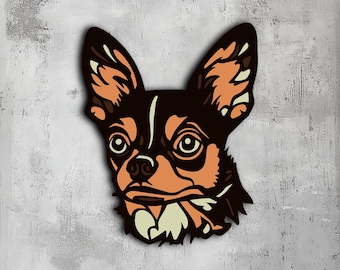 3D Chihuahua Wall Art - Multilayer Pet Decor (svg, dxf, png, eps)
