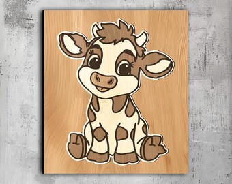 114- Multilayer Baby Cow | 3d Wall Art | Svg Dxf Png Eps | 3d Wood Decor | Cricut CNC Laser Cut | Nursery Wall Art | Kids Decor | Kids Sign