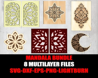 8 Layered Mandala Designs – Laser Cut Files, CNC & Cricut (Digital Vector)