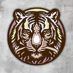 2- Multilayer Tiger Wall Art | Laser Cut Files | CNC Project | Wood and Metal Wall Art | Layered Svg, Dxf, Eps, Png, Lightburn File | Xtool