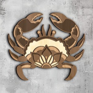 100- Multilayer Floral Crab | 3D Wand Kunst | Svg Dxf Png Eps | Meer Holz Dekor | Cricut CNC Laser Schnitt | Holz, Metall, Papier | Lightburn Datei