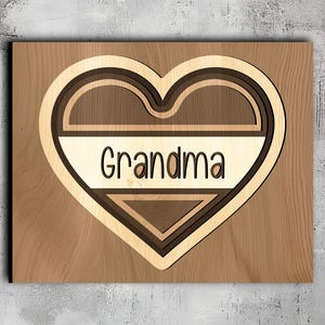 132- Coração de vovó multicamadas | Arte de parede 3D | Svg Dxf Png Eps | Decoração de madeira demoníaca | Corte a laser CNC Cricut | Corte de madeira, metal e papel | Lightburn