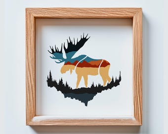 Archivo SVG 3D de alce en capas - Cricut, láser, CNC (descarga digital)