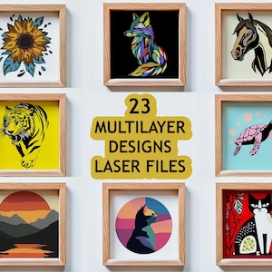 Bundle x23 Multilayer-Dateien - Multilayer Laser Cut - SVG DXF PNG-Formate, Lightburn-Datei - Ideal für Karton, Holz, Pappe - Glowforge