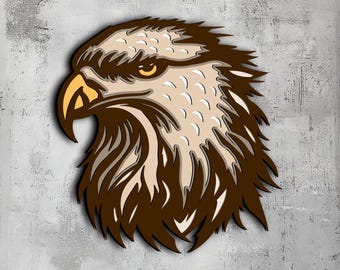 36- Bald Eagle 3D Multilayer Wall Art | Svg Dxf Png Eps Lightburn Xtool | Cricut CNC Laser Cutting | Digital Vector | Paper Wood Metal Art