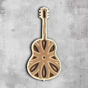 84- Mandala de guitarra multicamadas | Arte de parede 3D | Svg Dxf Png Eps | Decoração de madeira de guitarra | Corte a laser CNC Cricut | Madeira, Metal, | Arquivo Lightburn