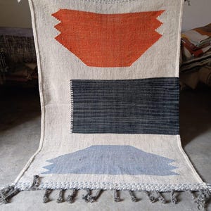 Tapis coloré de salon KILIM Beni Ourain, tapis berbère en laine, tapis marocain fait main, tapis tissé à la main, tapis Aera personnalisé.