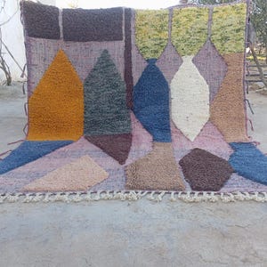 TAPIS MRIRT MULTICOLORE - タピス デ サロン - タピス マロカイン フェイト メイン - タピス ジェオメトリック パーソナル - タピス マロカイン 8 x 10 - タピス ボエーム。