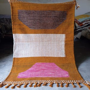 Tapis Kilim coloré de salon Beni Ourain, tapis berbère en laine, tapis marocain fait main, tapis tissé à la main, tapis Aera personnalisé.