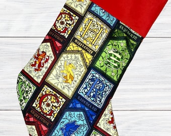 Wizard Housed Stained Glass Christmas Stocking, Customizable, Hand Made in USA, Lined
