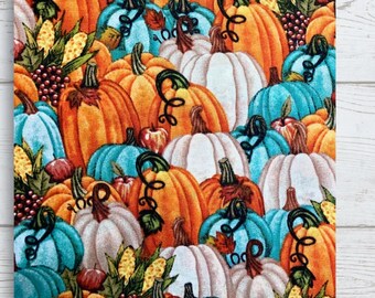 Autumn Pumpkin Fabric Book Cover – Adjustable Book Sleeve