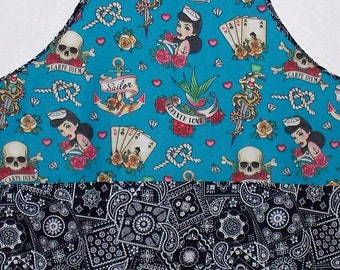 Tattoos Pin Up Girl Women's Apron Adult Mother's Apron Cooking Garden Party Apron BBQ Cook Chef