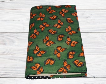 Monarch Butterflies - Adjustable Book Cover, Fabric Book Sleeve, Book Sleeve, Book Pouch, Book Accessories, Fabric Book Cover, Bible Cover