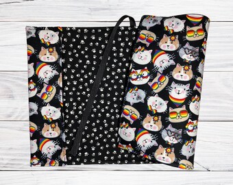 Rainbow Cats Book Cover: Adjustable Fabric Book Sleeve