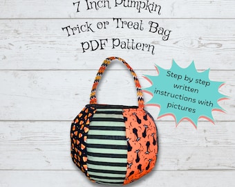 Pumpkin Trick or Treat Bag PDF Sewing Pattern: DIY Halloween Project, Instant Download