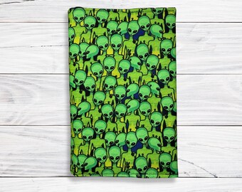 Aliens Fabric Book Cover: Adjustable Book Sleeve