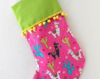 Desert Llama and Cacti Handmade Christmas Stocking