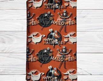 Orange Halloween Fabric Book Cover: Adjustable Book Sleeve