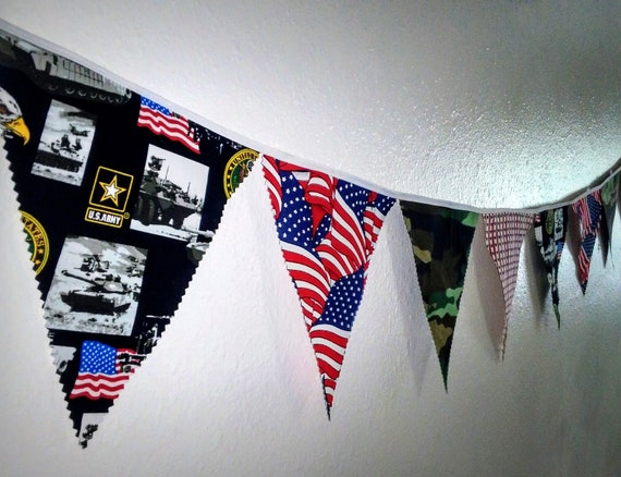 Military Fabric Bunting Banner Photo Props Party Decorations Etsy