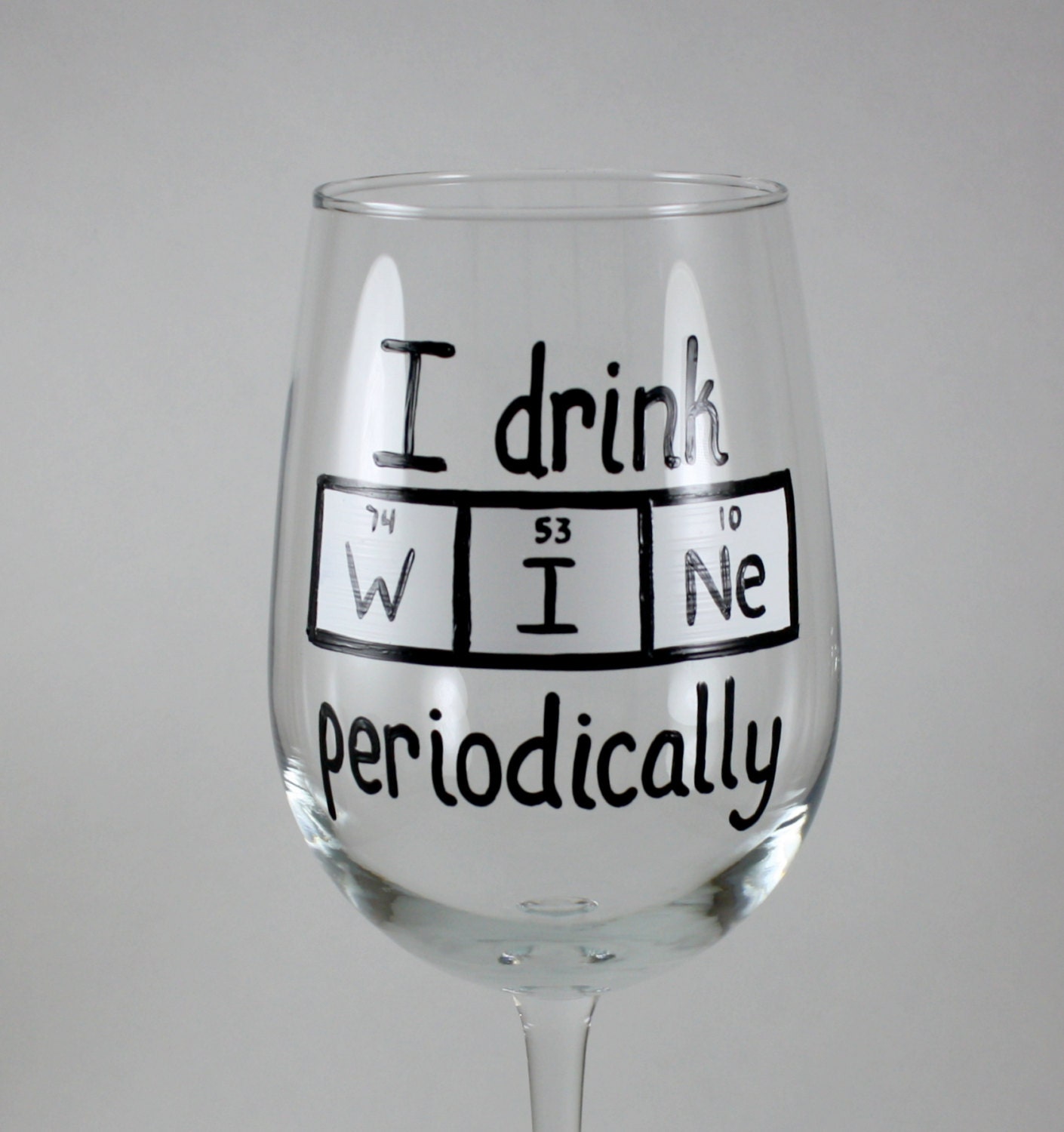 Funny wine glass hand painted Science Knowledge Periodic Etsy