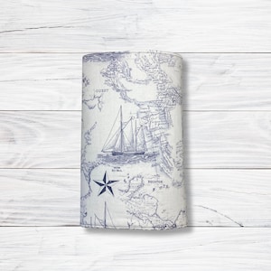 Mapa náutico de navegación - Funda de libro ajustable, funda de tela para libros, funda para libros, funda para libros, accesorios para libros, funda de tela para libros - Mapa náutico de navegación