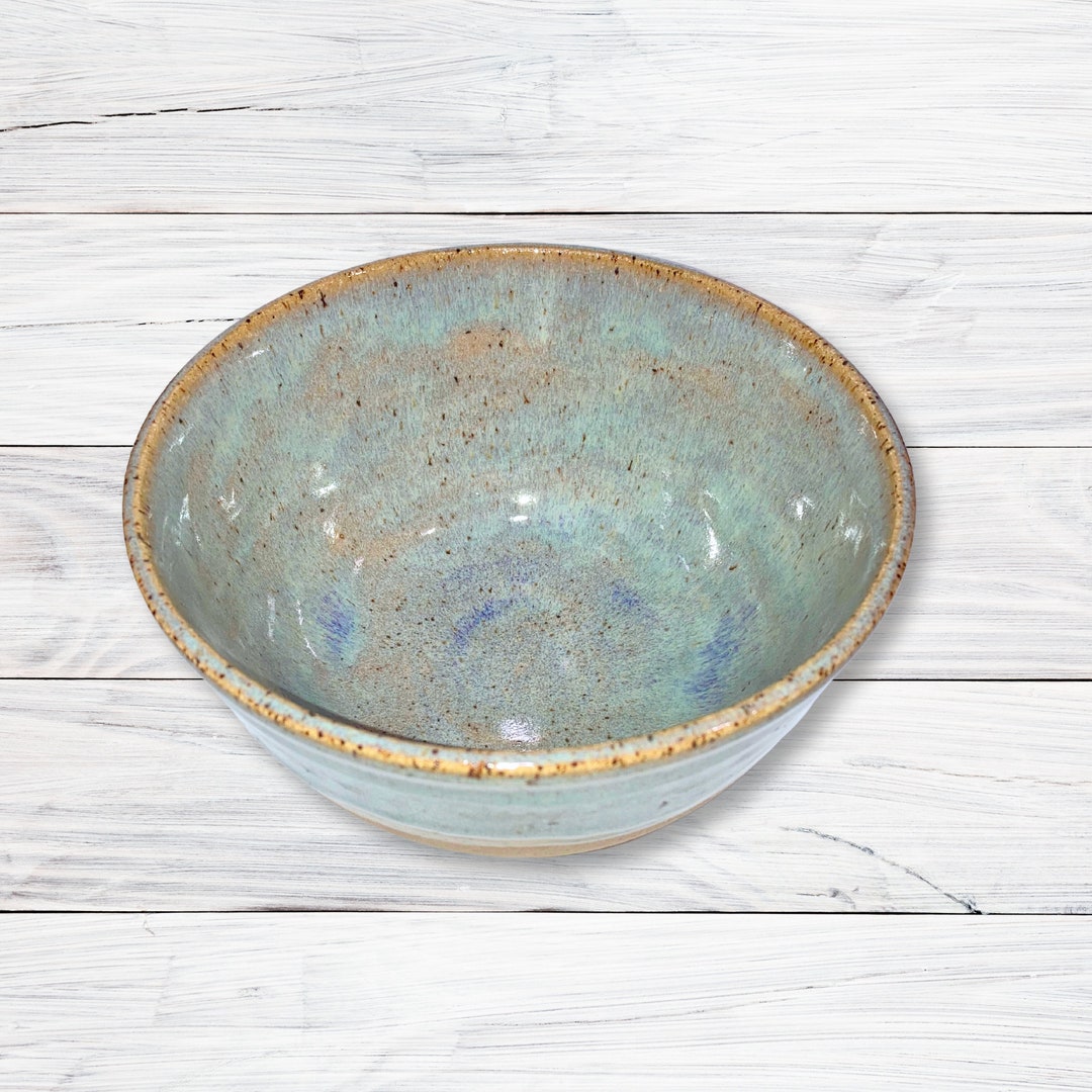 Light Stoneware Bowl Hand Thrown on Wheel, Blue Speckled Natural - Etsy
