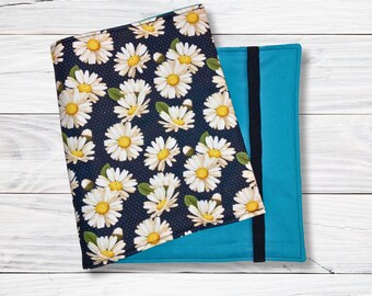Daisies Fabric Book Cover: Adjustable Cotton Book Sleeve