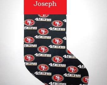 Personalized San Francisco 49ers Football Sports Custom Christmas Stocking, Man Cave Christmas Decor, Hand Made, Lined