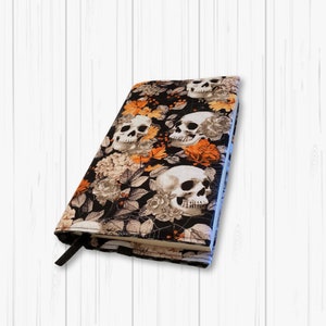 Autumn Skulls Adjustable Book Cover, Fabric Book Sleeve, Book Sleeve, Book Pouch, Book Accessories, Fabric Book Cover Autumn Skulls zdjęcie 3