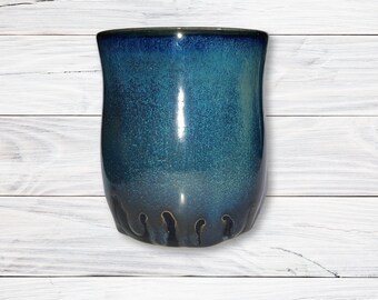 Blue Tumbler Stoneware Cup Hand Thrown on Wheel, , Handmade Kitchenware