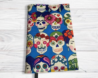 Frida Kahlo Fabric Book Cover: Sugar Skulls Adjustable Book Sleeve