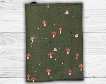 Mushroom Fabric Book Cover: Adjustable Book Sleeve