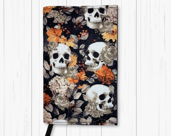 Autumn Skulls - Adjustable Book Cover, Fabric Book Sleeve, Book Sleeve, Book Pouch, Book Accessories, Fabric Book Cover - Autumn Skulls