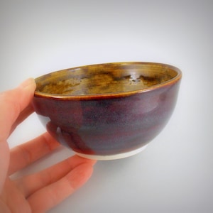 Handmade Porcelain Bowl Brown Purple Small Side Dish Ice Cream Bowl image 1