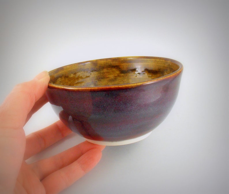Handmade Porcelain Bowl Brown Purple Small Side Dish Ice Cream Bowl image 1