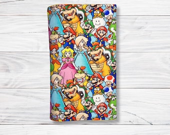 Mario Fabric Book Cover: Adjustable Book Sleeve, Gamer Gift