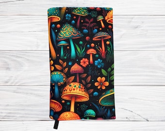 Colorful Mushroom Fabric Book Cover – Adjustable Book Sleeve