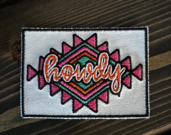 Howdy Trucker Patch, Iron On Patches, Embroidered Hat Patch, Hat Bar Patch