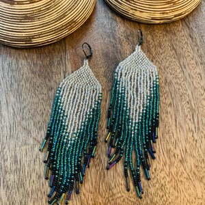 Sparkle Boho, Dangle, Fringe Earrings, Beaded Earrings, Seed Bead Earrings