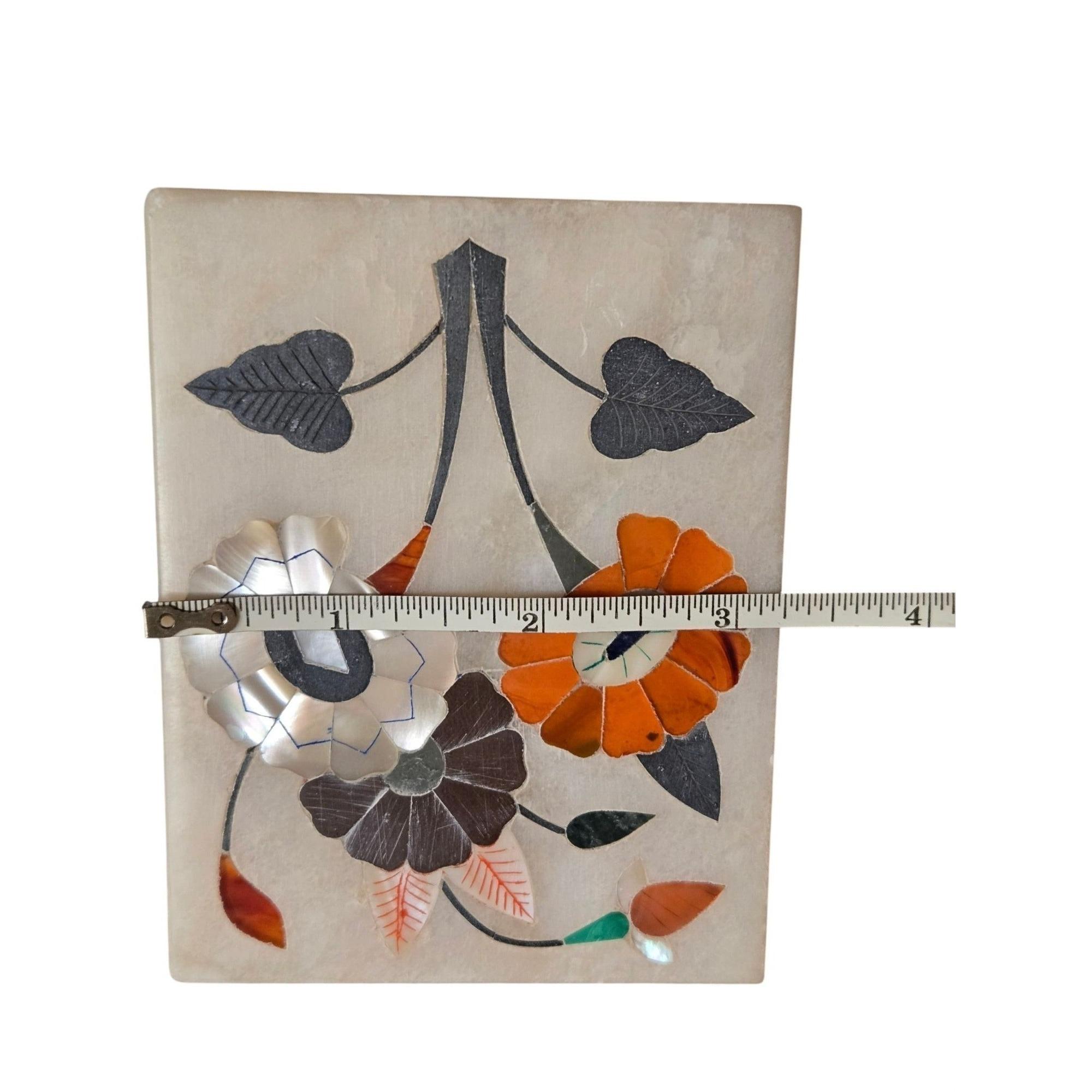 Vintage Pietra Dura Floral Inlay Box: Mother-of-pearl Alabaster Trinket ...