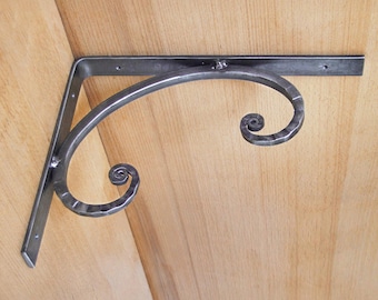 Hand forged shelf brackets Blacksmith made classy elegant mantle corbels Farmhouse rustic custom selves shelving support home organization