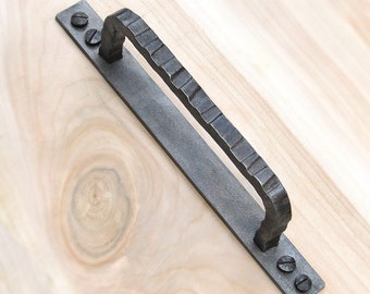 Modern industrial pull for craft supplies and tools Barn door tools and equipment Loft pull Wrought hardware Steel hand forged door handle