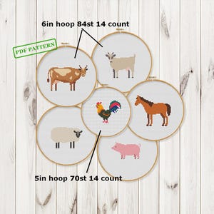 Farm Animals Cross Stitch Baby pattern  animals Cow Horse Goat Rooster Sheep Pig PDF download
