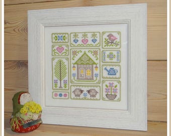 Spring sampler, Cross Stitch Pattern PDF download
