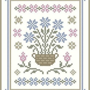 Frühlings Postkarte, Sampler Kreuzstich Muster PDF download