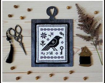 Old Raven Sampler, Cross Stitch Pattern PDF download